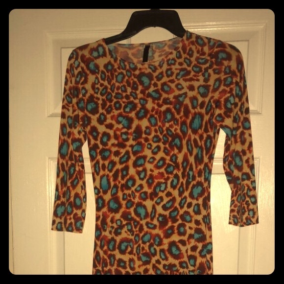 orange and blue animal print dress